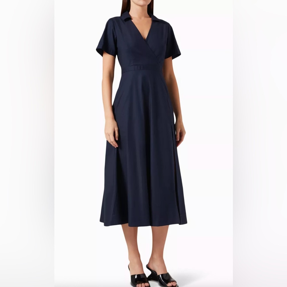 Reformation Isadora short-sleeve Midi Dress (Navy)